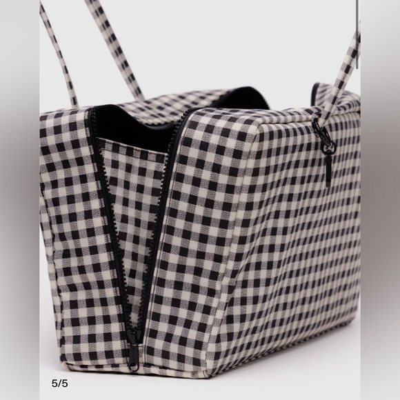 NWT Baggu Medium Nylon Bowler Bag Black & White Gingham - Picture 4 of 10